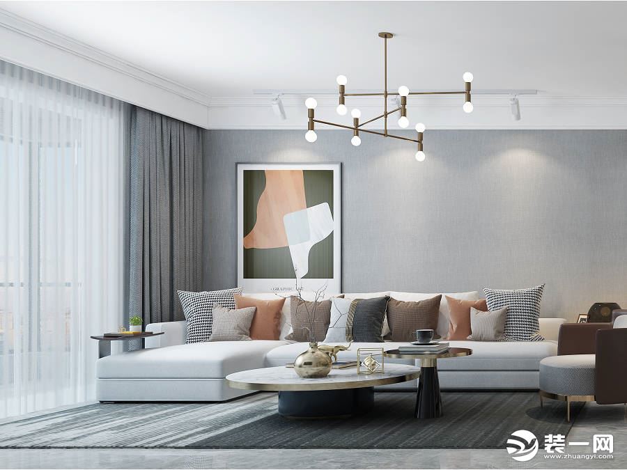 中登文景时代150平米现代极简风设计效果图  客厅沙发墙