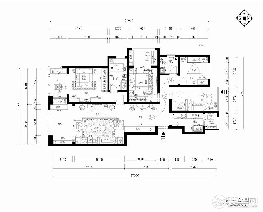 林隐天下136平米户型图 平面布置图