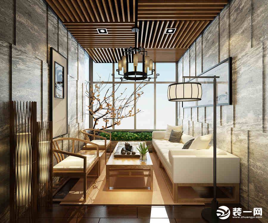 林隐天下400平米现代中式效果图 阳光房改茶室