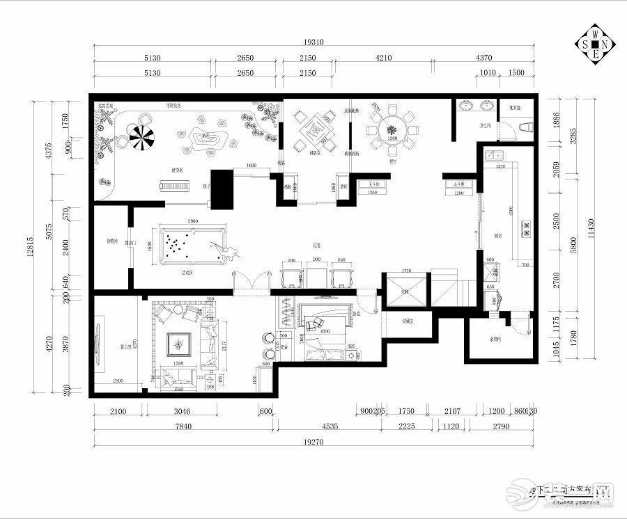 林隱天下400平米戶型圖 負一層平面布置圖