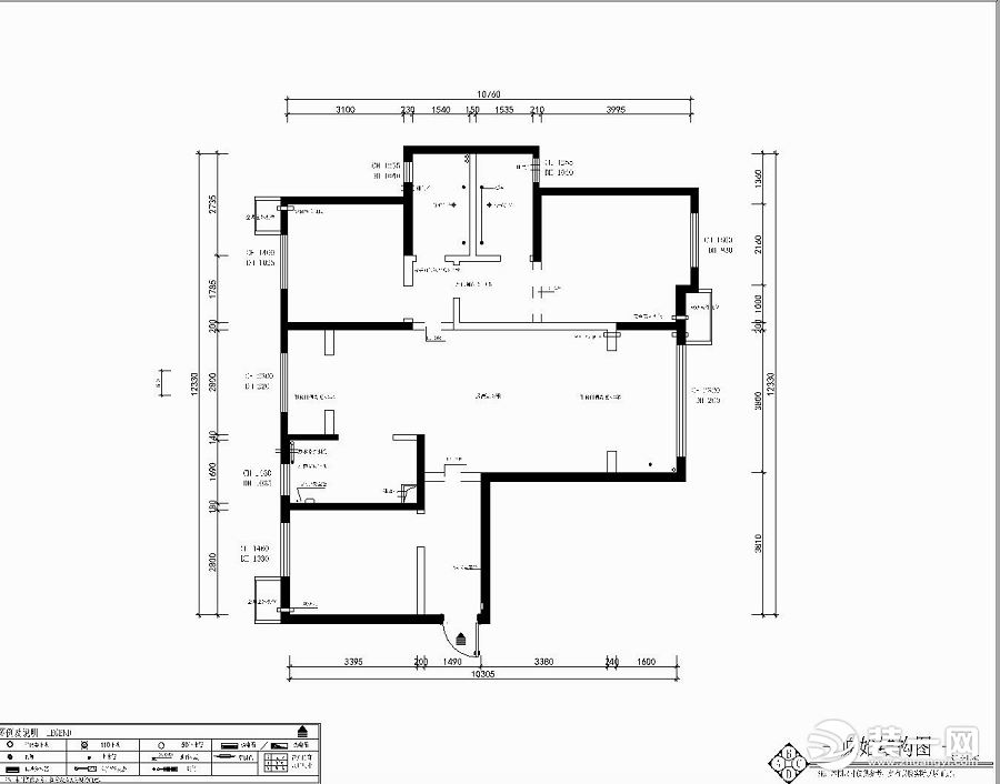 萬熙天地128平米戶型圖 原始結(jié)構(gòu)圖