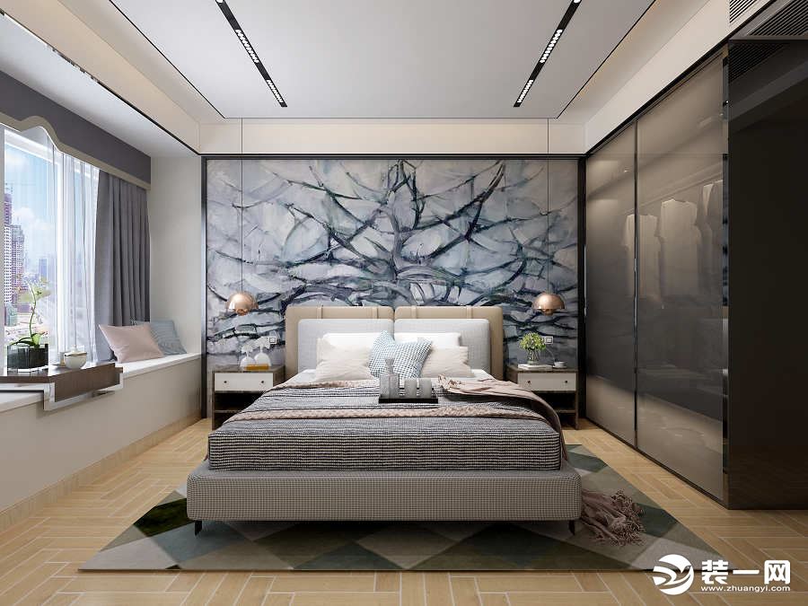 华远枫悦118平米现代风格效果图  卧室