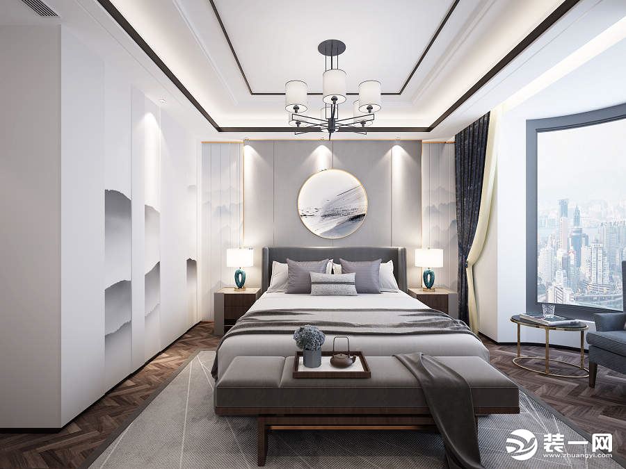 江南世纪城218平新中式风格效果图 卧室