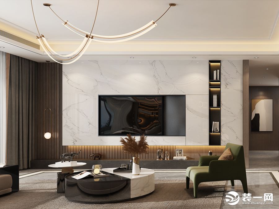 龙湖景粼天序215平米现代风格效果图 客厅电视墙
