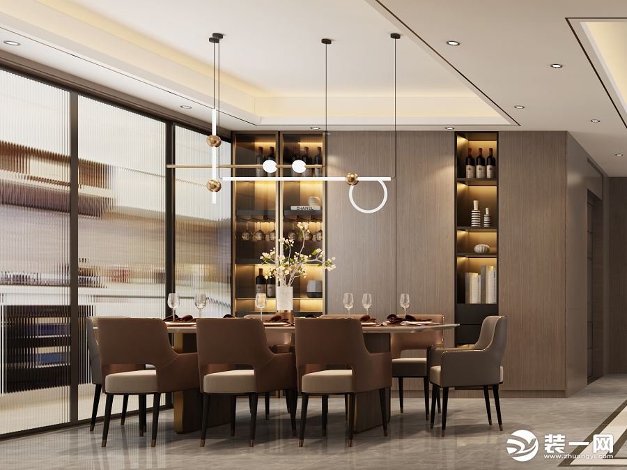 龙湖景粼天序215平米现代风格效果图 餐厅及酒柜