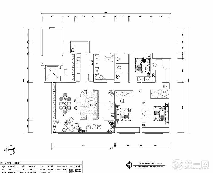 龙湖香醍璟宸172平米户型图 平面布置图