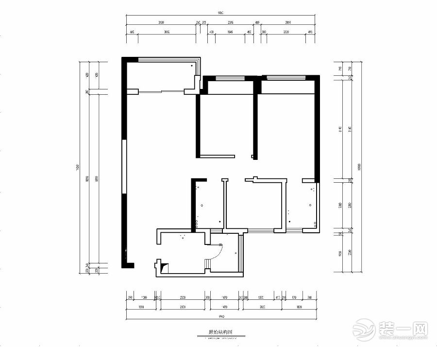 蓝光公园华府110平米户型图 原始结构图