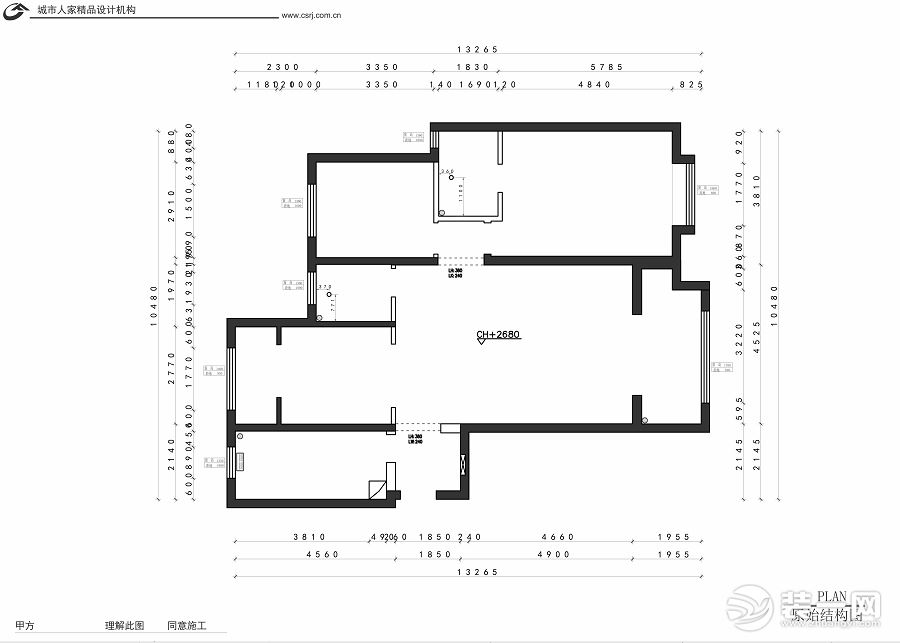 萬熙天地118平米戶型圖 原始結構圖