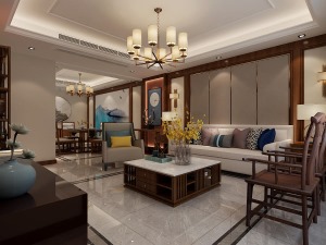 亮丽家园140平新中式风格 客厅、餐厅