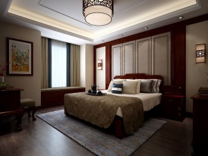 亮丽家园140平新中式风格 卧室效果图
