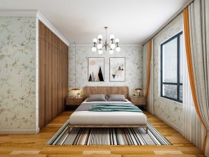 天琴湾120平米现代简约风格效果图 卧室背景墙