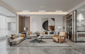 中铁新城158平米现代轻奢风格效果图 客厅沙发墙