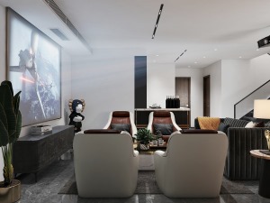 科为城墅200平米现代风格效果图 负一楼影音区