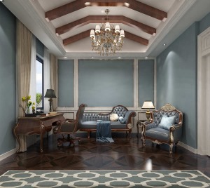 龙湖天宸230平米美式风格别墅设计效果图 卧室梳妆区