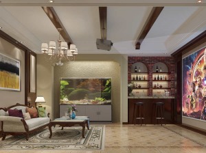 龙湖天宸230平米美式风格别墅设计效果图 影音室