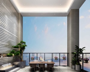 中海凯旋门400平米法式轻奢效果图 观景阳台
