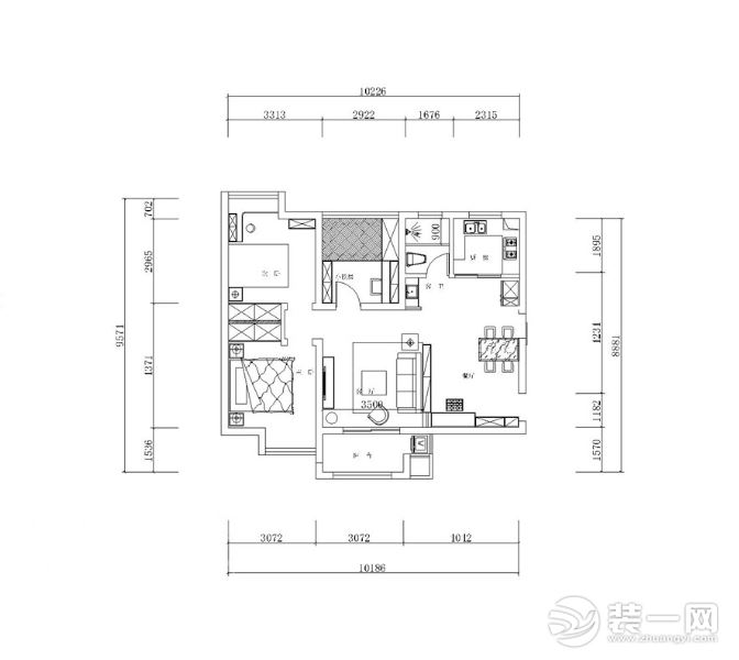 書香門第97平米三居室輕奢風格設計方案