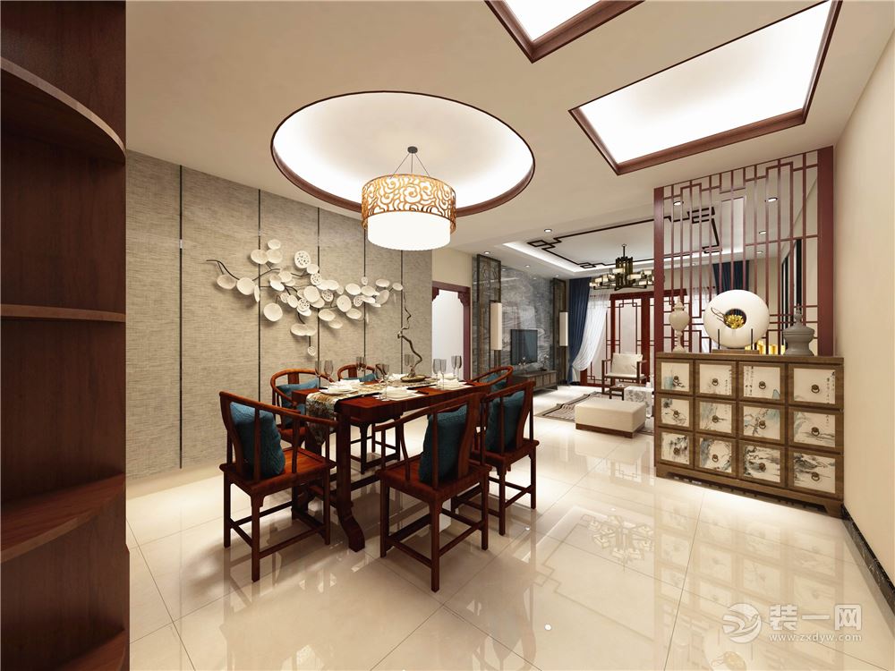 中式风四居室装修设计餐厅