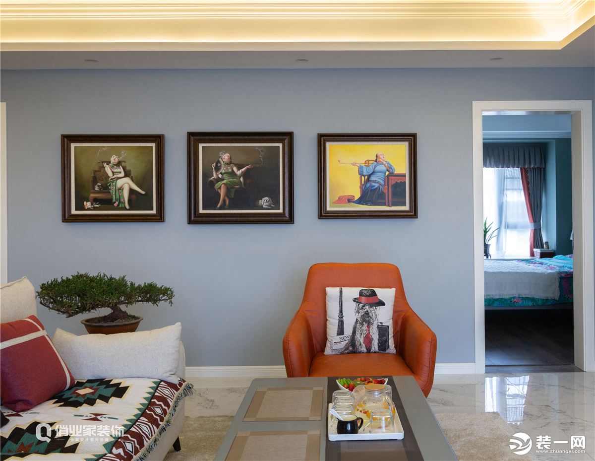 【俏业家】富力湾 90平三居室 现代混搭风格客厅实景案例