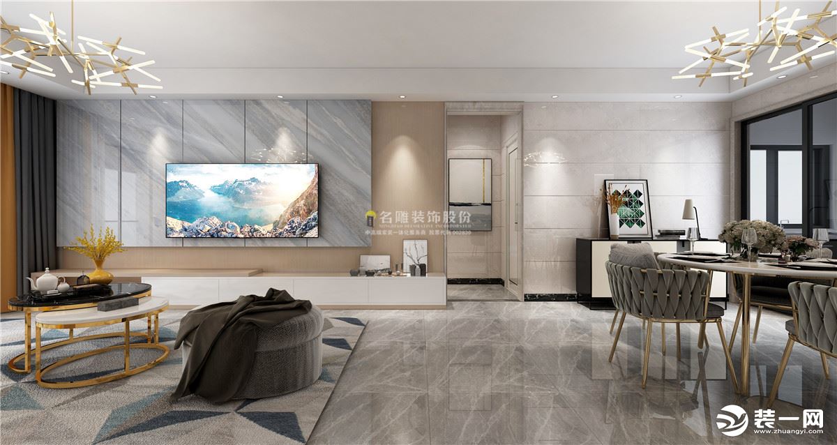 佛山美的君兰江山130平三居室现代简约风格装修效果图
