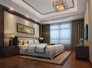 保利东滨140平三居室欧式风格卧室装修效果图