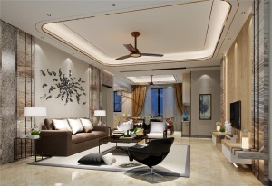 天悦湾花园120平四居室现代风格客厅装修效果图