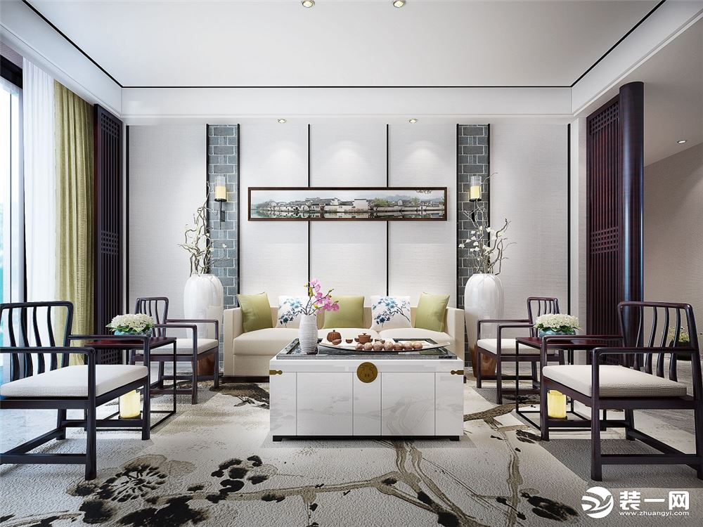【蓝光雍锦阁】150平米新中式风格四居室客厅