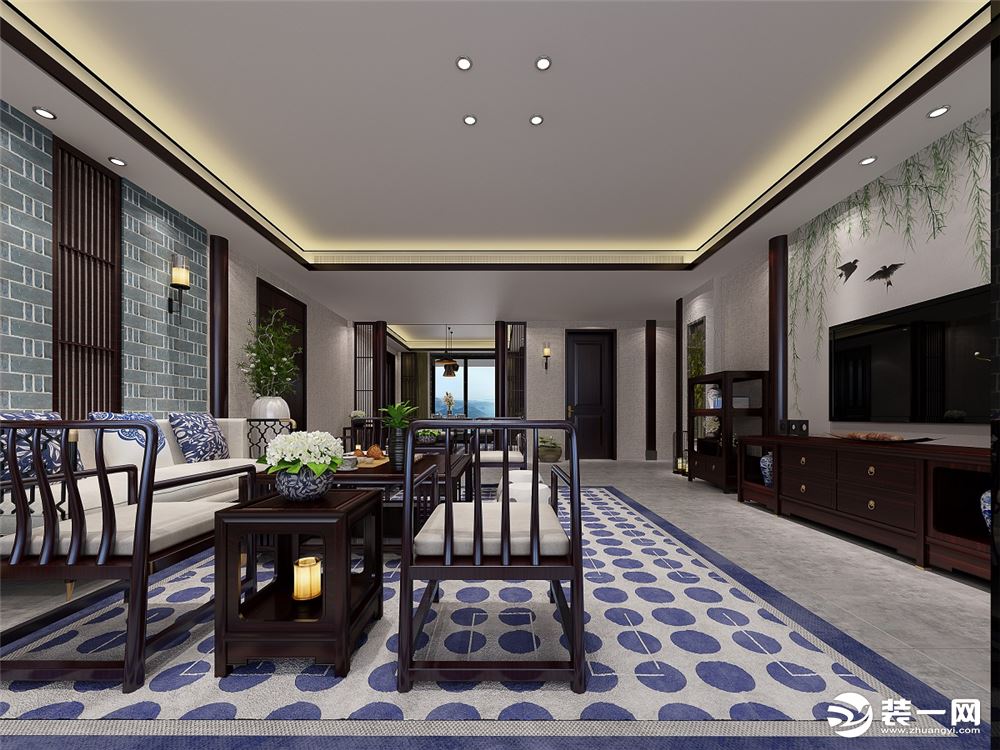 【时代金悦】130平米四居室新中式风格案例赏析--客厅