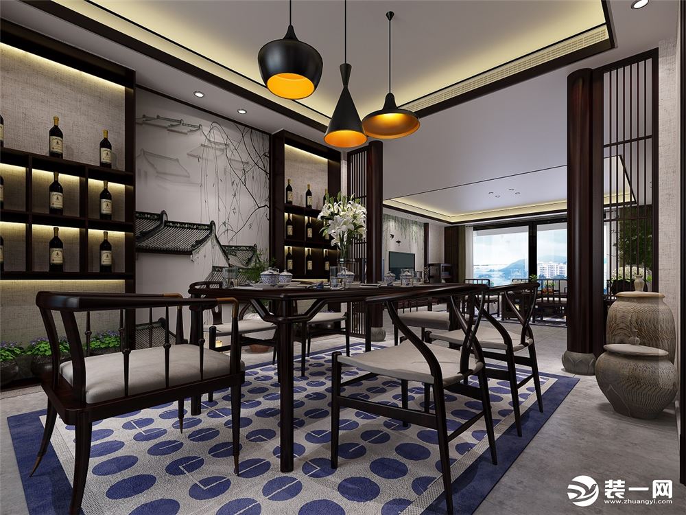 【时代金悦】130平米四居室新中式风格案例赏析--餐厅