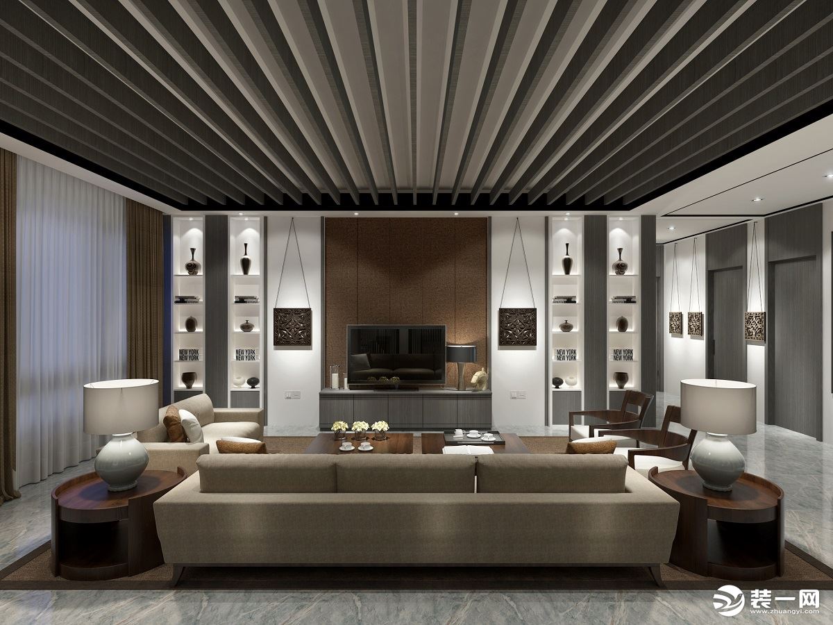 【中德英伦城邦】150平米四居室新中式风格--客厅