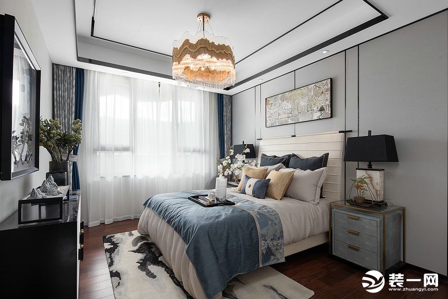 南湖国际200平米新中式风格案例赏析卧室