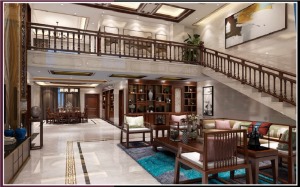 【棠湖柏林城】380平米别墅新中式风格效果图--客厅