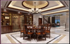 【棠湖柏林城】380平米别墅新中式风格效果图--餐厅
