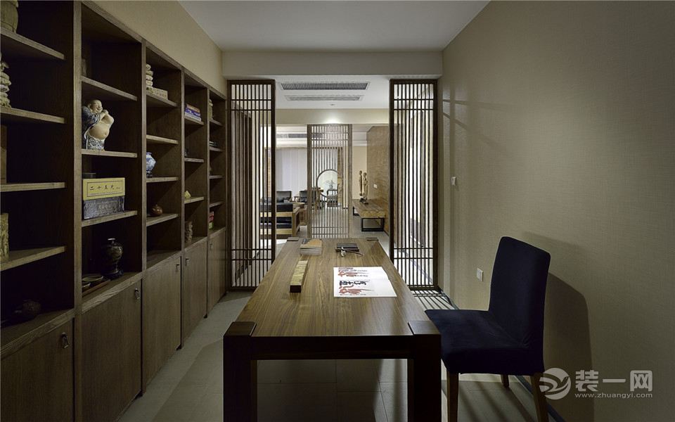 现代中式风格四居室卧室书房