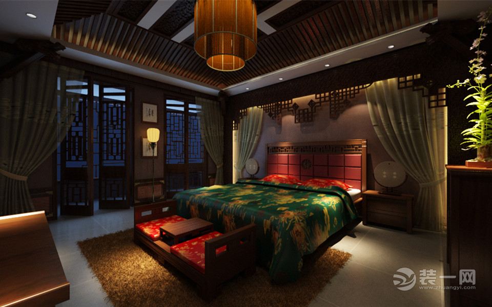 中式风格三居室卧室