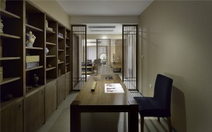 现代中式风格四居室卧室书房