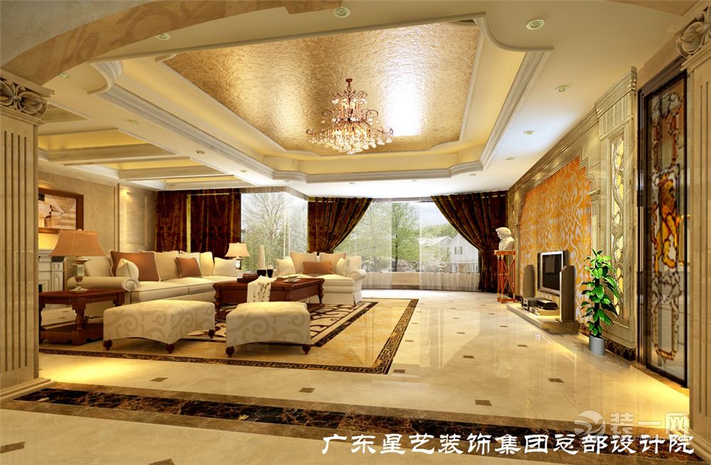 广州博雅首府337平米别墅欧式风格客厅