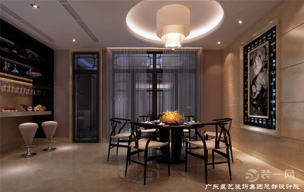 广州万科城明220平米别墅新中式风格餐厅