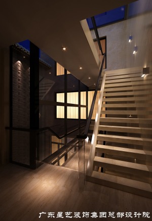 廣州萬科城明220平米別墅新中式風格樓梯