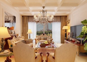 【客厅】高阿姨雅居新古典主义的客厅效果图。