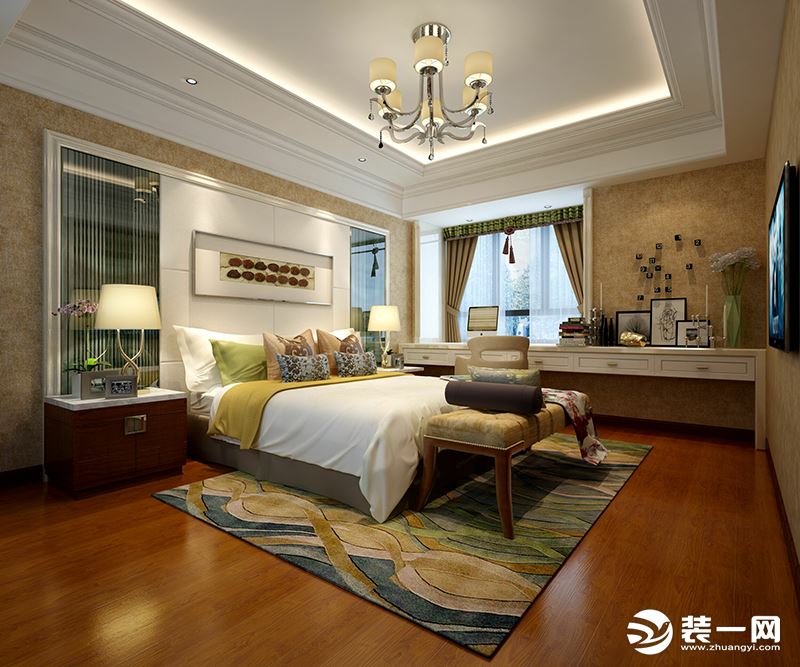 中山越秀星汇品峰五居新中式装修案例欣赏卧室