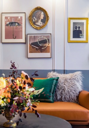 绿地国际博览城120㎡轻奢复古风装修效果图-客厅沙发