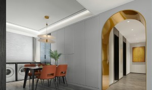 餐厅和客厅是一个连接设计，  特点是增大延伸感与视觉体验。