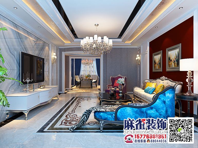 1哈尔滨翠湖天地120平米三居室新古典风格客厅