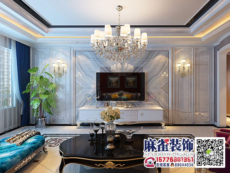 哈尔滨翠湖天地120平米三居室新古典风格客厅