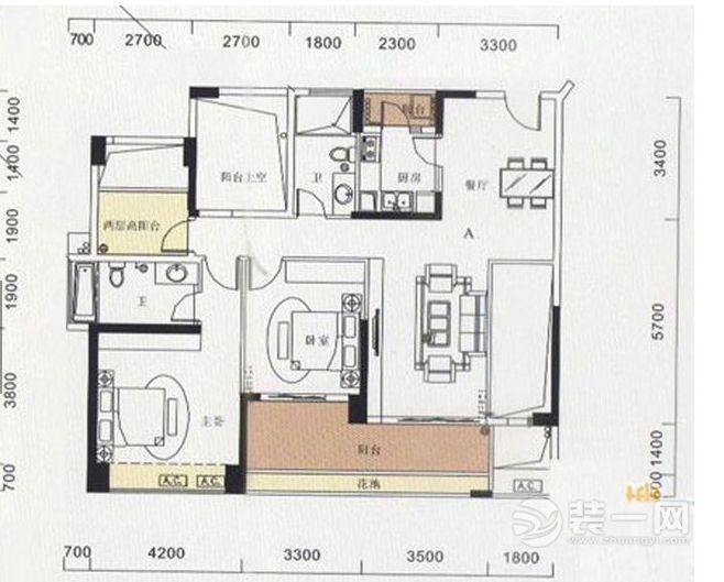 33百合盛世二期简欧风格121.22平米二居室装修设计图片