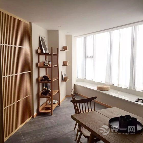 80㎡一居室单身公寓日式风格装修效果图餐厅与飘窗