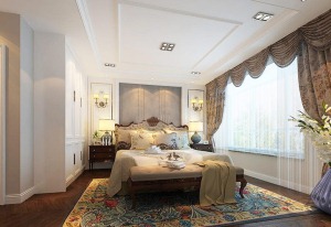 130平三居室美式风格装修效果图卧室