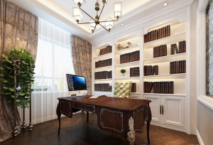 130平三居室美式风格装修效果图书房