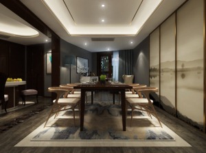 苏州玲珑湾大平层170平大户型现代简约风格装修案例现代简约餐厅